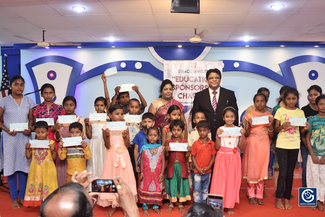 Grace Ministry Inaugurates Free Monthly Education scholarship for 25 needy and poor students at Prayer Center, Mangalore here on Sunday, April 14.